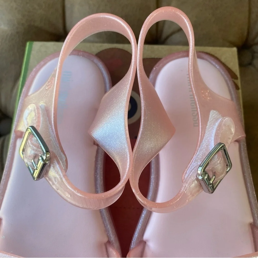 Mini Melissa Mar Strappy Pink Glitter Sandals 10 NIB - Picture 5 of 9
